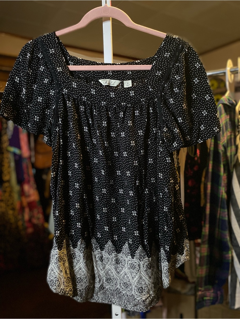 Caffé Marrakesh Square Neck Polka Dot Print with Boho Print Bottom